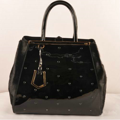 F2552L Fendi 2Jours Patent Leather Tote Bag Crini F2552L Bla